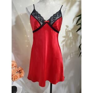 Apt 9 Intimates Satin Lace Trim Chemise Slip Dress Size M Coquette Whimsigoth